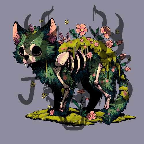 Bone Gardener - Floral Kitty